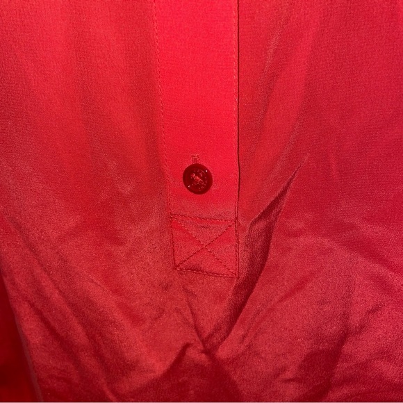 Equipment button down shirt collar popover tunic blouse red coral silk small - Picture 4 of 9